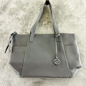 Piazza Purse Gray Leather Shoulder‎ Bag Satchel Zip Closure Pockets